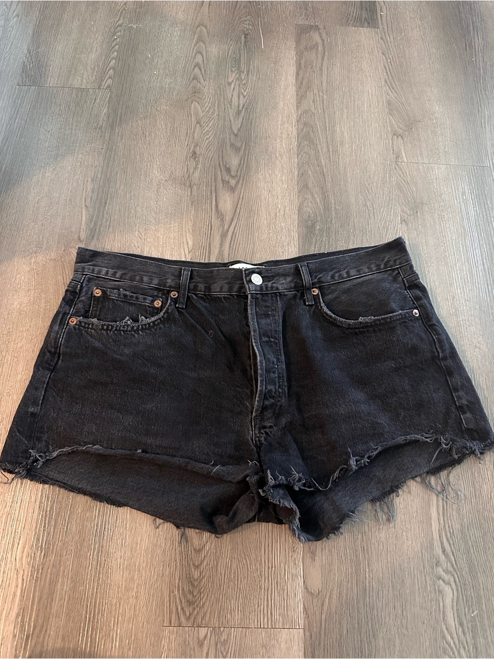 AGOLDE Black Denim Parker shorts